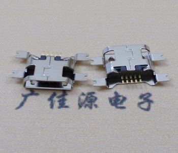 衢州镀镍Micro USB 插座四脚贴 直边沉板1.6MM尺寸结构