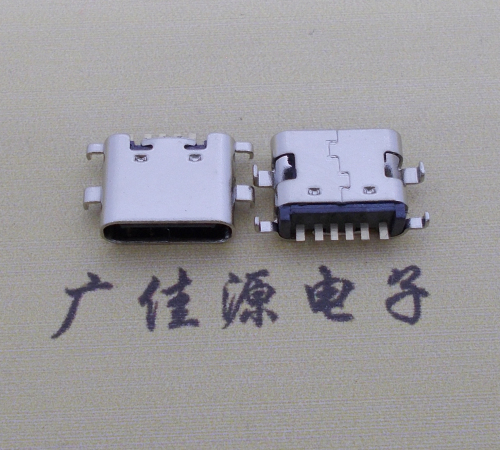 衢州简易充电type c6P母座沉板1.6mm接口