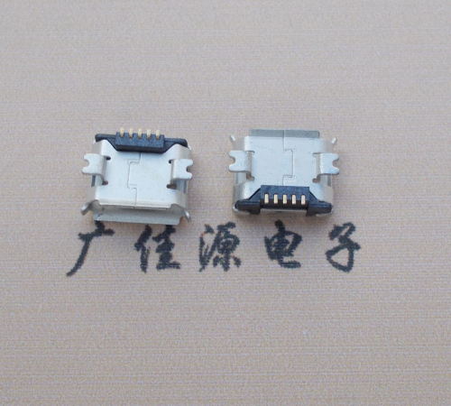 衢州Micro USB 5PIN接口,B型垫高0.9mm鱼叉脚贴片雾锡卷边