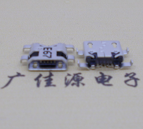 衢州Micro usb 反向沉板1.2mm接口四脚插直边无导位