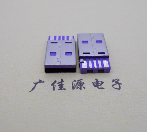衢州短路usbA公5p焊线式大电流 紫色胶芯快充插头