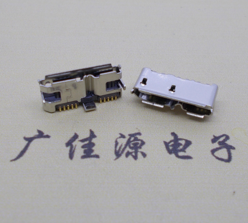衢州 双接口micro usb3.0母座有卷边10pin三个固定脚插板