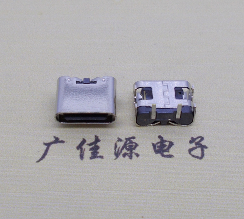 衢州type c2p母座卧式板上形四脚插板连接器仅充电功能，电流可定制