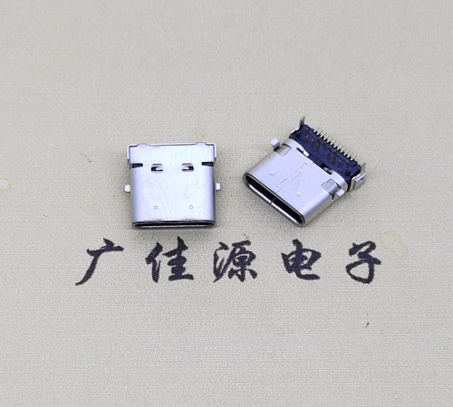 衢州type c24p板上双壳连接器接口 DIP+SMT L=10.0脚长1.6母头